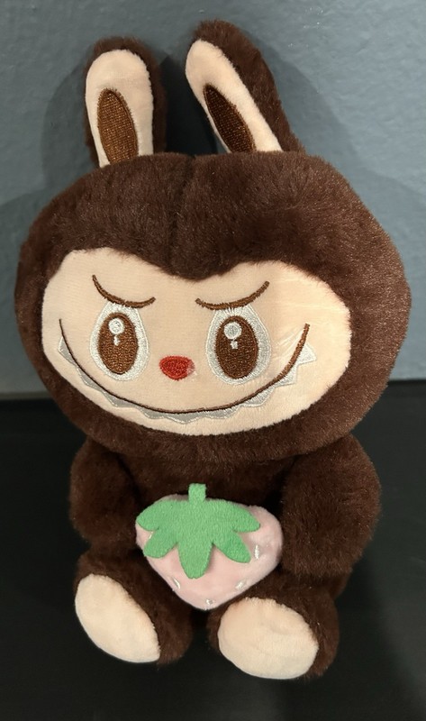 Brown Labubu  Holding Strawberry Small 6-14in