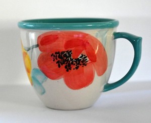 Two Vintage Pioneer Woman Coffee Cups with Poppies & Flowers