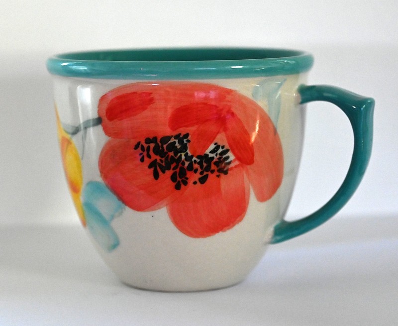 Two Vintage Pioneer Woman Coffee Cups with Poppies & Flowers