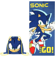 Official Sonic The Hedgehog Fold Away Towel Bag. Beach, Swimming and Bath Towel