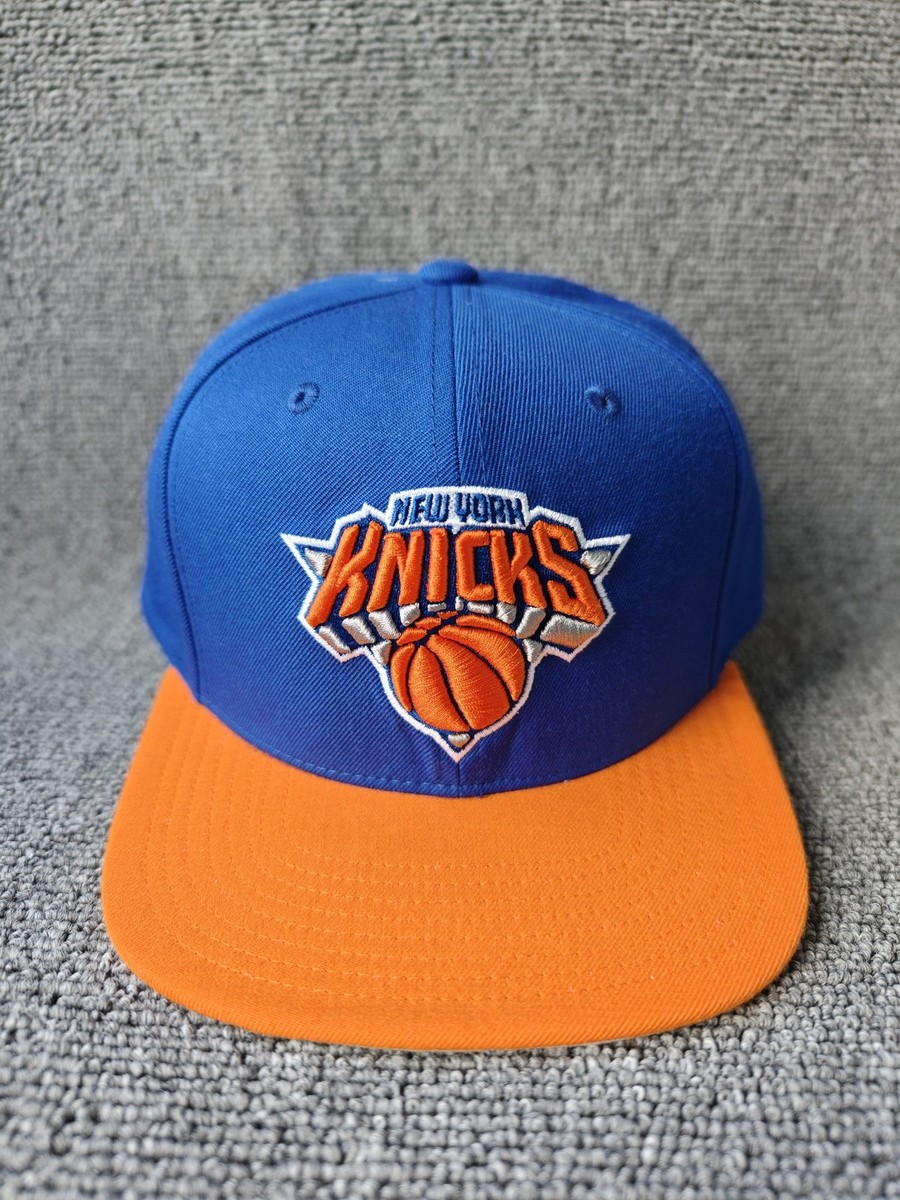 Mitchell & Ness New York Knicks Snapback Hat Blue Orange Flat Brim Cap