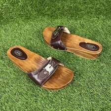 Dr Scholls The Original Wood Exercise Sandal Leather Buckle Sz 9 Brown Brazil