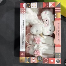 FAO Schwarz Unicorn Dreams Comfort Set - Plush UNICORN  SLIPPERS  EYE MASK