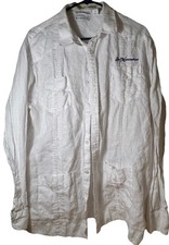 100 Linen XL White Cubavera Guayabera Long Sleeve Pintuck Button Las Monta as