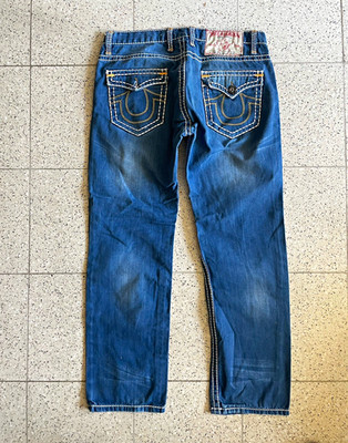True Religion Billy Super T World Tour Denim Jeans Blue 38 Straight Logo 5Pkt