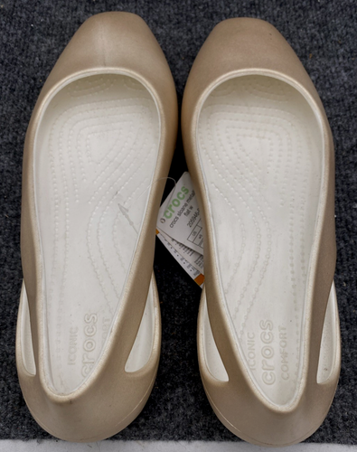 Crocs Sloane Metallic Flat W Beige US 9 EUR 39-40 Comfort Slip-On Shoe - Picture 9 of 16