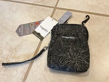 Baggallini Bryant Pouch Small Crossbody Zip Bag for Women Phone Purse Black Grey