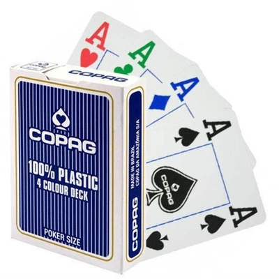 Copag 100% Kunststoff Poker Spielkarten Deck Double Jumbo Standard Index BLAU