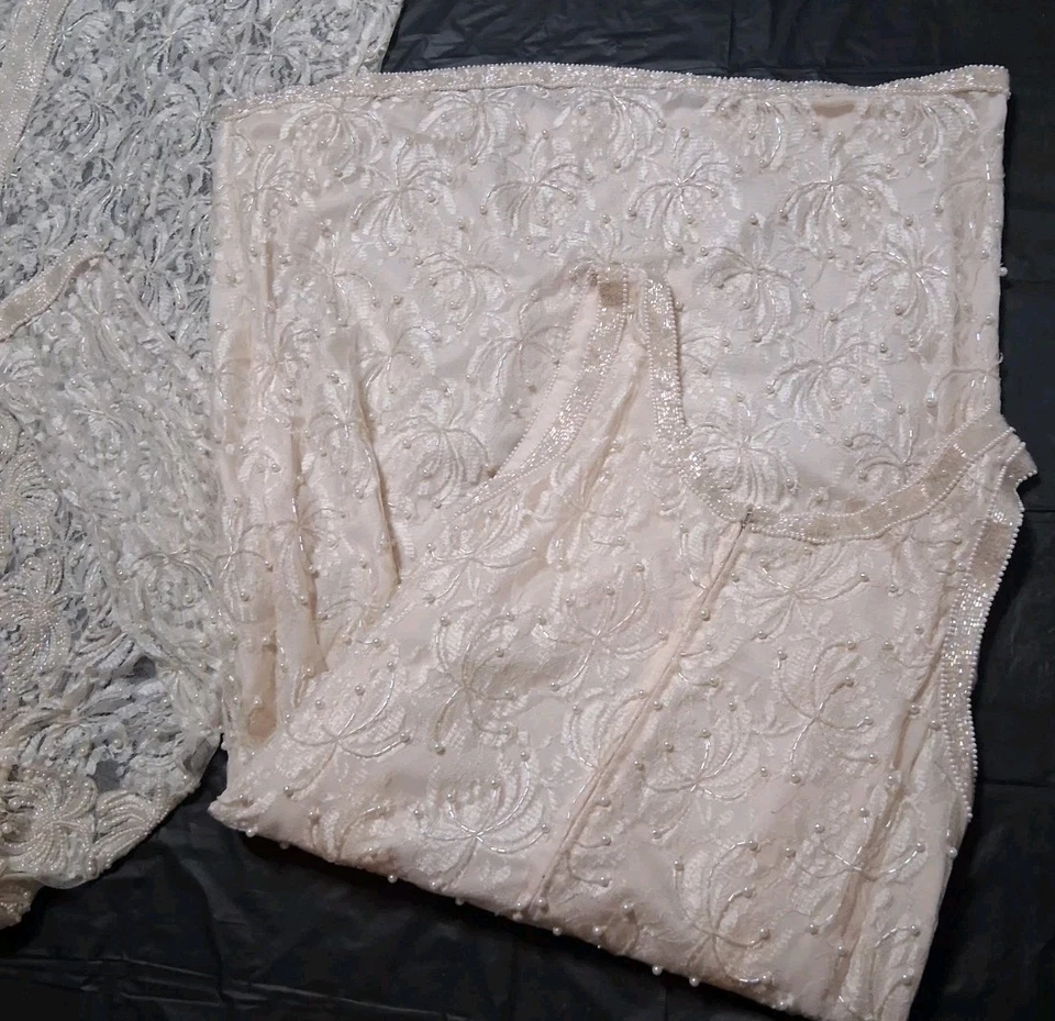 Vestido formal Laurence Kazar rubor y campaña seda con cuentas encaje, perla, dinero antiguo Foto 4 de 4