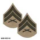 Marine Corps Chevron Patches E4 Corporal Green Embroidered on Khaki, Male ~ NEW