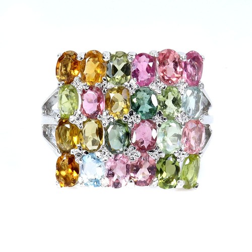 925 Sterling Silver Ring Oval Tourmaline 4x3mm Natural Gemstone Jewelry Size 7.5