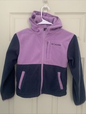 Columbia Jacket Girls Small 7/8 Purple Light Fleece Full Zip Outdoors