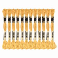 12 SträNge Stickgarn, Polyester Stickfaden Goldgelb FüR Marke