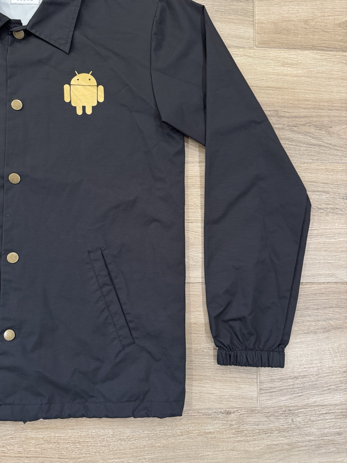 Google Android Men's Bomber Jacket MEDIUM Black S… - image 4