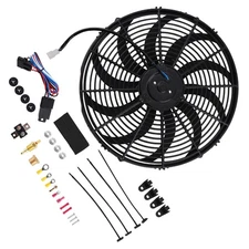 16" Cooling Fan Kit for Universal Radiator System 240W Thermostat Black