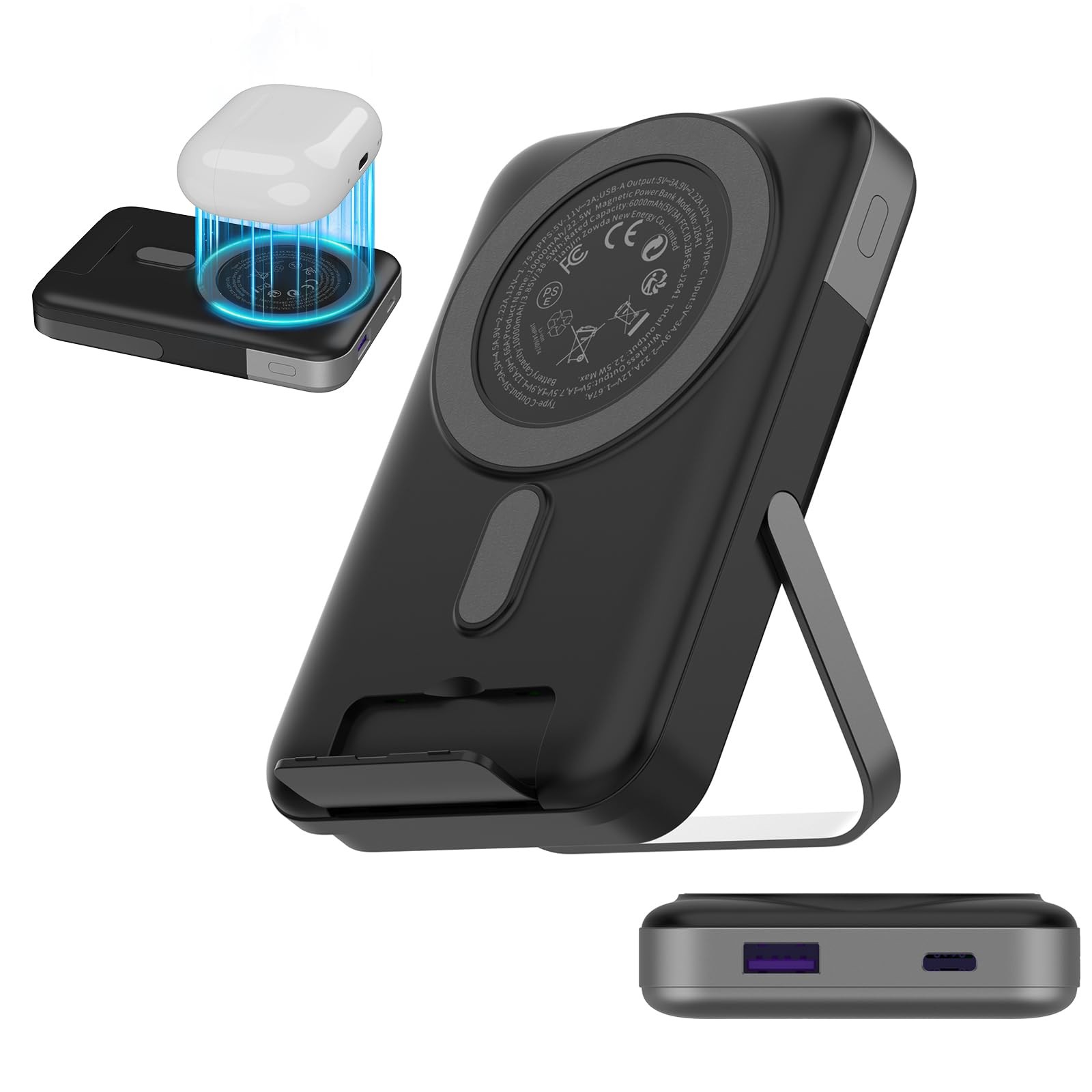 10000mAh MagSafe Battery Pack - Foldable Wireless Magnetic Power Bank