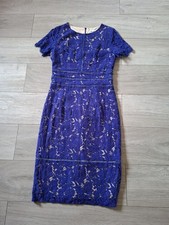 Amber Cobalt Blue Lace Bodycon Dress Pencil Evening Party Wiggle Occasion UK8/10