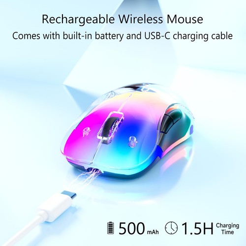 2.4G LED Wireless Mouse, Rechargeable Ergonomic Mouse with Detachable Cover, - Afbeelding 5 van 9