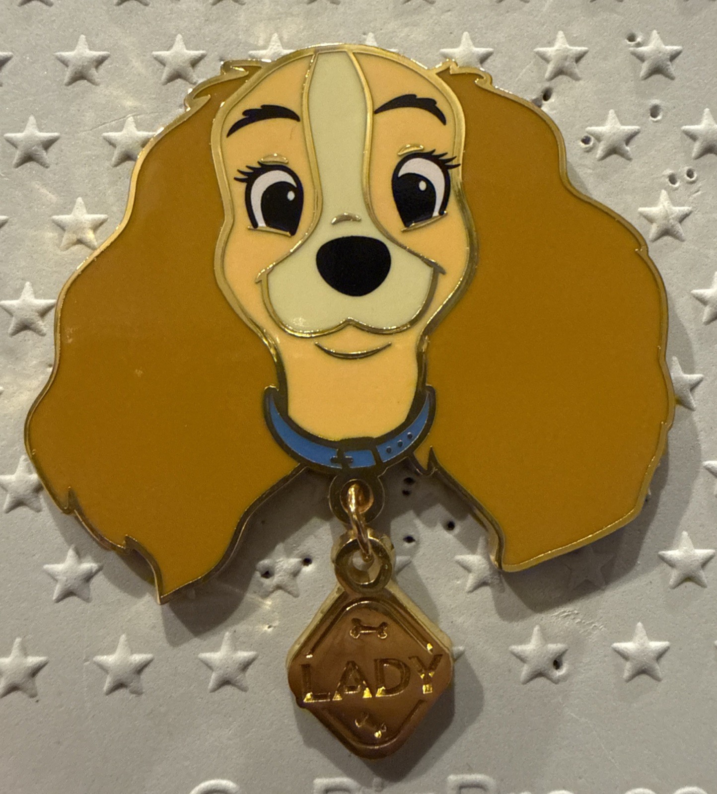 Disney Cats & Dogs Dangle Name Tag Blind Box Enamel 2" Pin - Lady - Opened