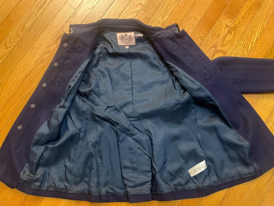 Chaqueta Abrigo Vintage Y2K Juicy Couture Azul Marino Lana Guisante Talla S Foto 3 de 4