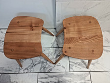 PAIR OF MID CENTURY ERCOL ELM & BEECH STOOLS --48 Hr DELIVERY
