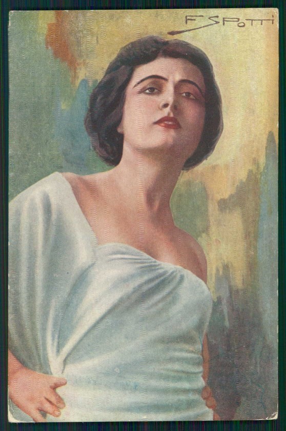 Artista Firmato F. Spotti Attrice Francesca Bertini serie 118 cartolina XP9923