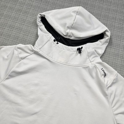 UNRL Hoodie Mens Medium White Stretch Pullover Kangaroo Pocket Performance