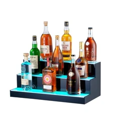 3-Step 24in LED Lighted Liquor Bottle Display Shelf RF&App Control