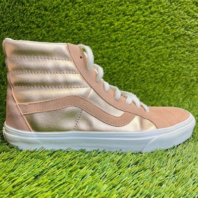 Vans SK8-Hi Reissue Mens Size 9 Peach Gold White Athletic Skate Shoes Sneakers