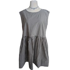 Madewell Black White Gingham Plaid Sleeveless Dress Size M