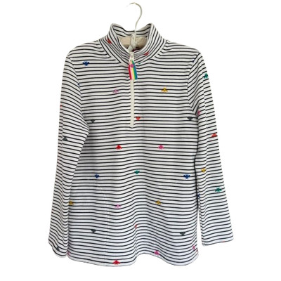 NWT Womens Size 6 Joules Pip Print Casual Half Zip Rainbow Bee Stripe Sweatshirt