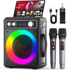 VOSOCO Karaoke Machine, Portable Bluetooth Speaker with 2 Wireless Microphone