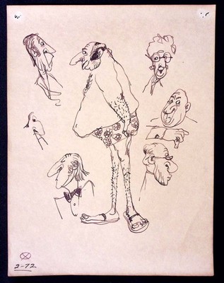 Alex Young Vintage Orginal Sketch Art-Fort Lauderdale,Fl Cartoonist Died 1999 22