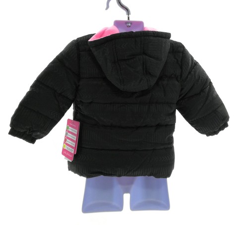 Abrigo Rosa Platino Bebé Niñas Ropa Exterior Negro Con Capucha Cremallera Manga Larga Chaqueta - Imagen 2 de 8