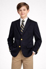 NAUTICA Boy's Sport Jacket Lined Dark Navy Size 14 R Gold Buttons EUC