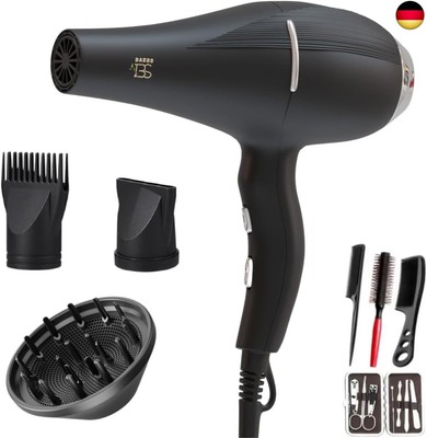 BAESS Fohn mit Diffusor - Haartrockner mit Konzentrator und Kamm - 5 Stufen -