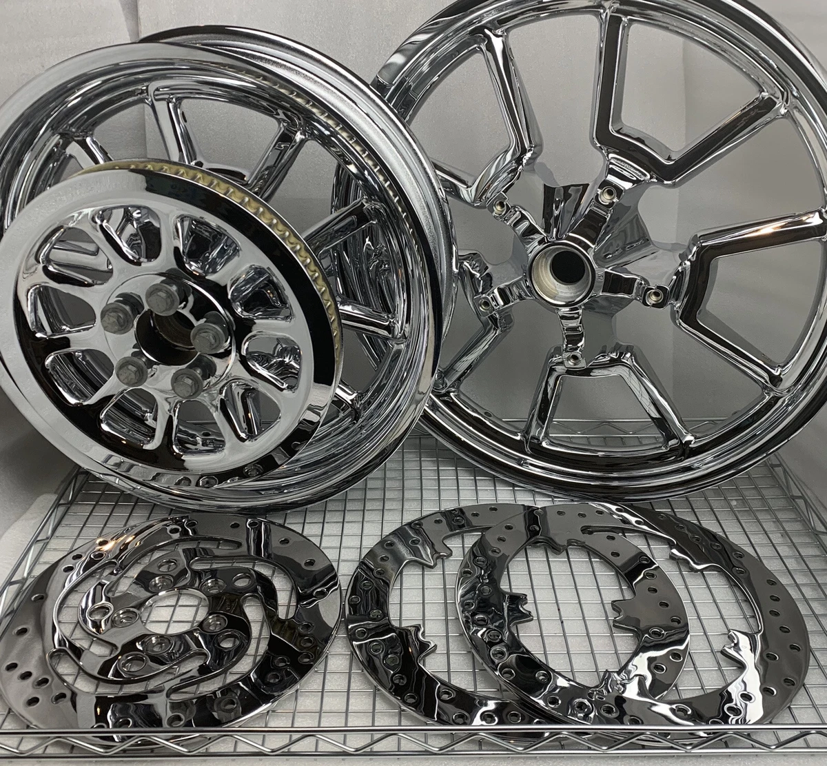 HARLEY DYNA LOW RIDER OEM MAG RIM CUSTOM CHROME WHEELS FXDL PULLEY