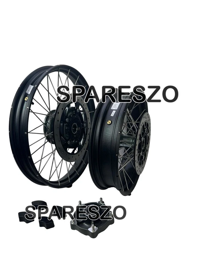 BLACK TUBELESS SPOKED WHEELS FRONT & REAR FIT FOR ROYAL ENFIELD HIMALAYAN 450 - Image 3 of 4