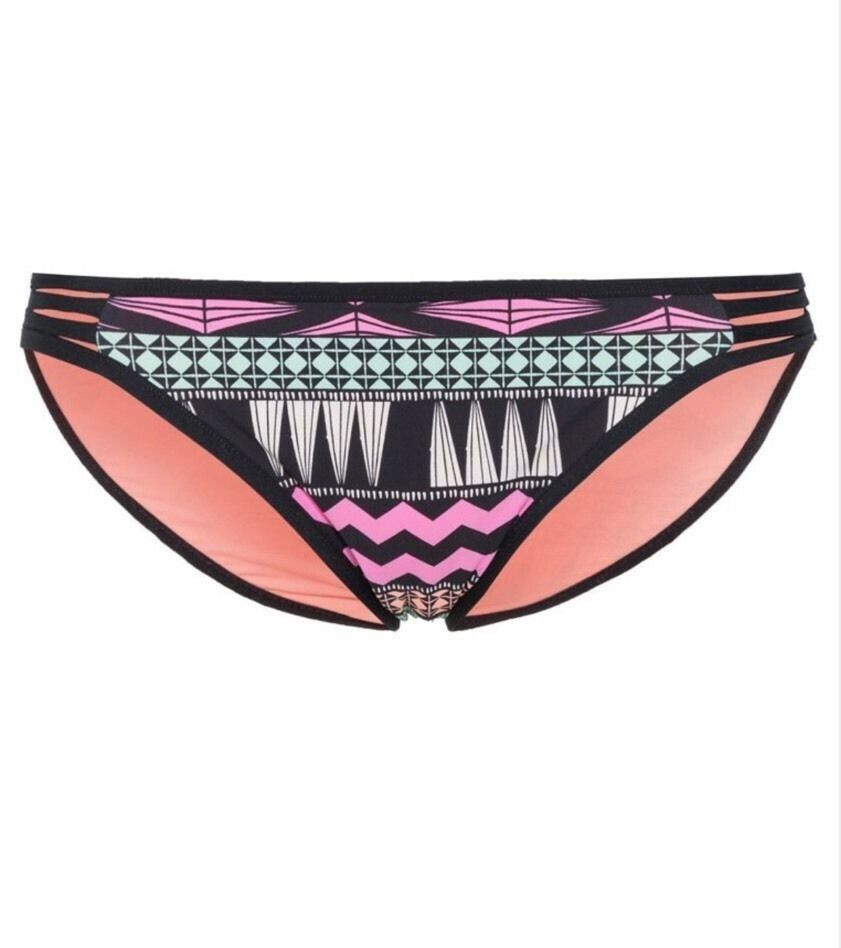 Parte inferior de bikini Seafolly Future Tribe para mujer multicolor coral natación hipster talla 4