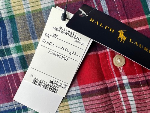 RALPH LAUREN RED INDIAN MADRAS CHECK CUSTOM FIT S/S SHIRT TOP - SMALL - NEW TAGS - Picture 5 of 14