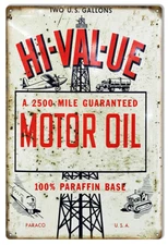 Vintage Style Metal Sign HI-VAL-UE Motor Oil 12 x 18