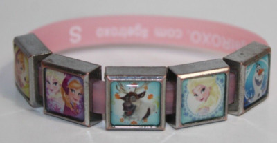 Disney Frozen Roxo Interchangable Small Charm Braclet Pink 5 Charms Elsa Anna
