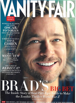 Vanity Fair Magazine Brad Pitt Oscar Pistorius Steve Cohen Rebecca Musical 2013