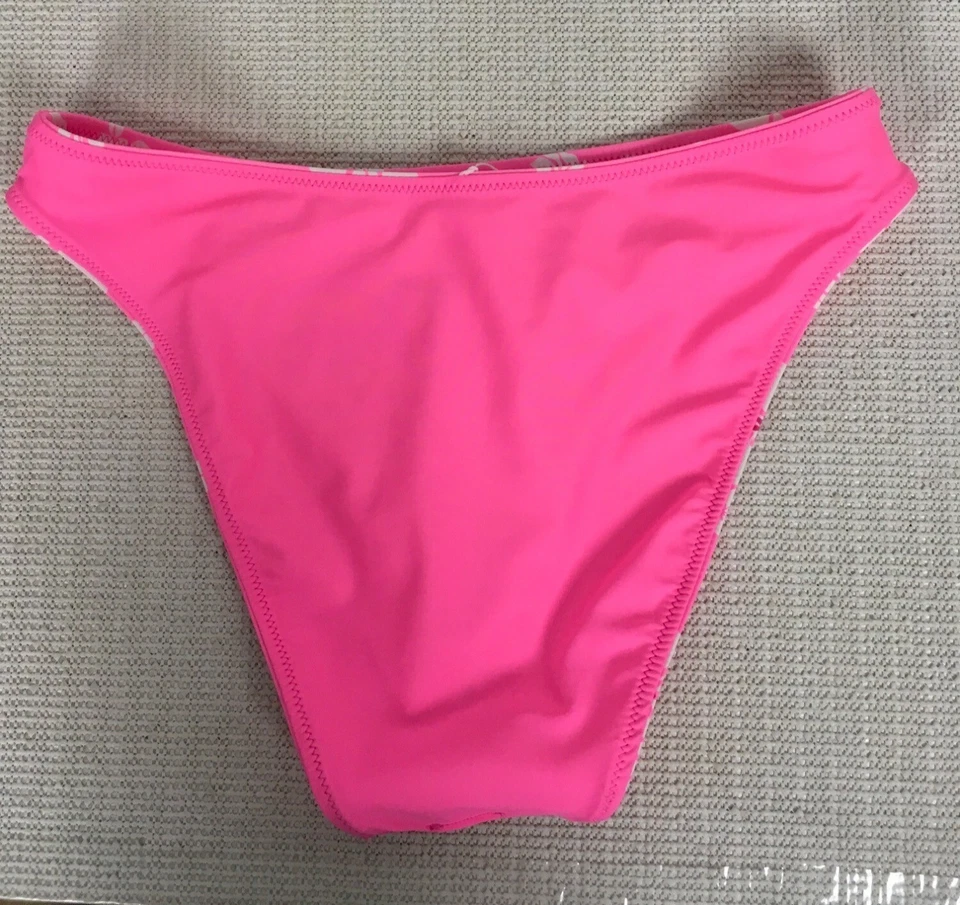 Parte inferior de bikini No Boundaries talla M 7 9 rosa blanco piruleta descarada reversible nueva Foto 3 de 4