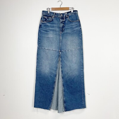 Reformation Tazz Maxi Denim Jean Skirt Womens 26 Hemlock Blue Cotton NWOT NEW