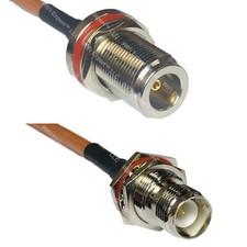RG400 N FEMALE BULKHEAD to RP-TNC FEMALE BULKHEAD RF Cable FAST-SHIP LOT