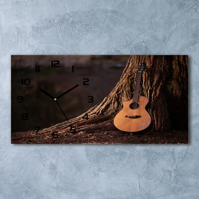 Tulup  Wanduhr Glasuhr 60x30 cm Akustische Gitarre
