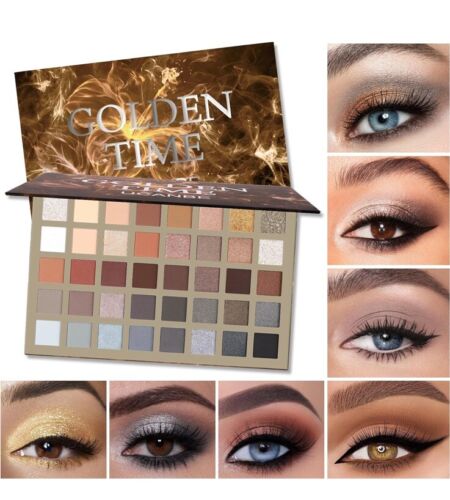 Ucanbe GOLDEN TIME Eyeshadow Palette w/15 Makeup Brushes Highly Pigmented NIB! - Picture 2 of 7