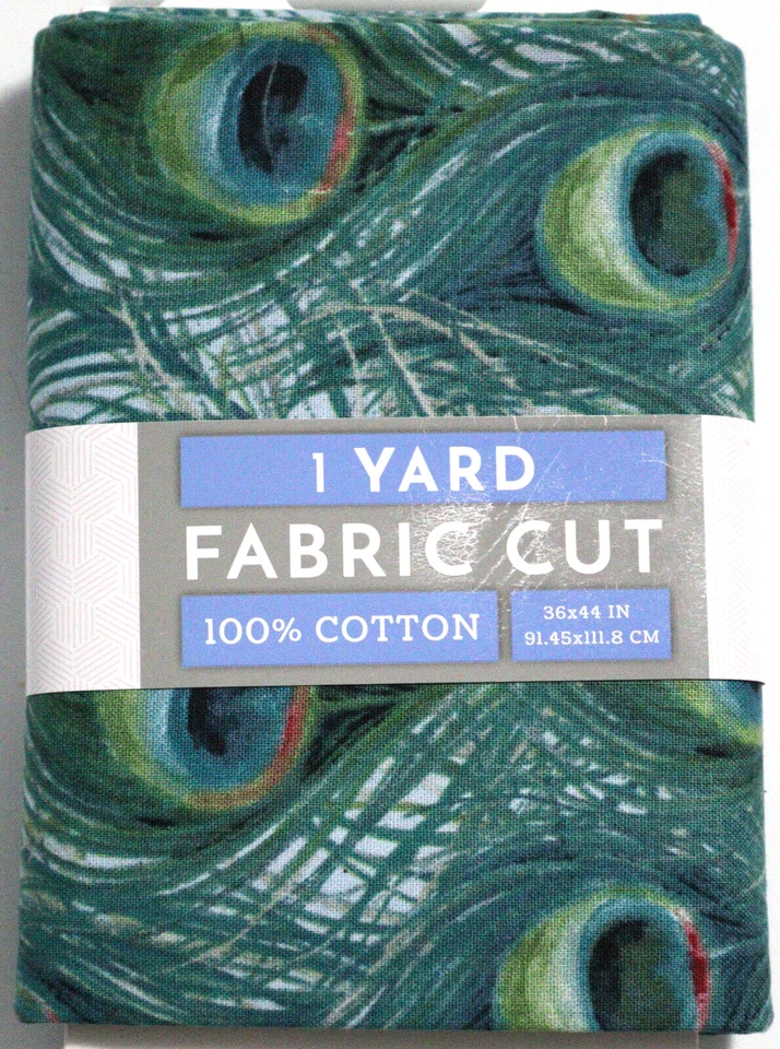 1 Yard Peacock Feathers 100% Cotton Fabric David Textiles 36x44 - Image 2 of 4