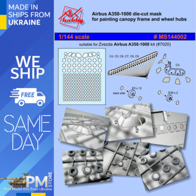Dan Models MS144002 1/144 Painting mask for aiplane Airbus A350-1000 Zvezda 7020